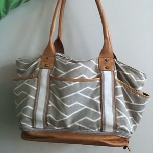 pottery barn - grey deco sausalito tote diaper bag